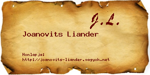 Joanovits Liander névjegykártya